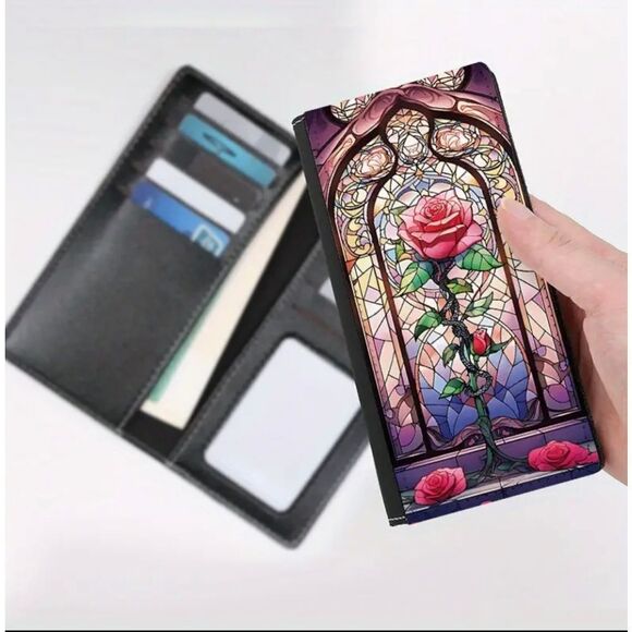 Rose Stained Glass Patterned Wallet - Picture 1 of 8